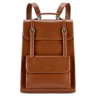 Imagem de Mochila para laptop ECOSUSI PU Leather Vintage 15,6" marrom feminina