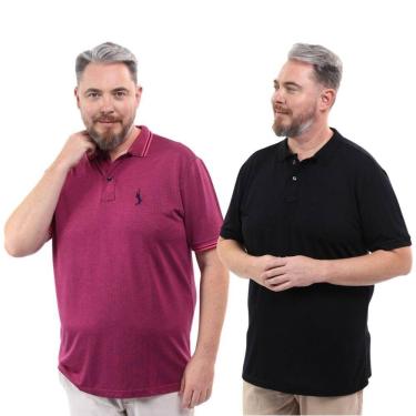 Imagem de Kit 2 Camisa Polo Masculina Plus Size Piquet Viscose Dry