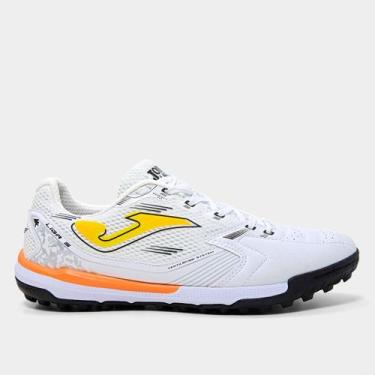 Imagem de Chuteira Society Joma Liga 5 Masculina, Branco, Amarelo, 41