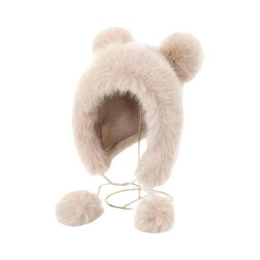 Imagem de Chapéu De Inverno Feminino Quente Com Orelhas De Urso, Imitação De Pel