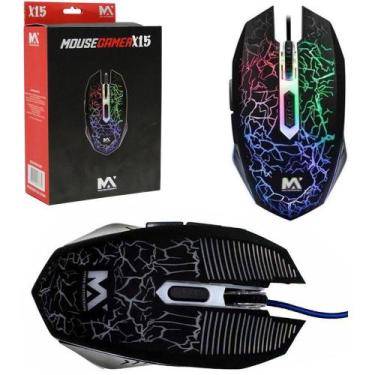 Imagem de Mouse optico gamer x15 com fio usb + luz maxmidia na caixa - DYNASTY