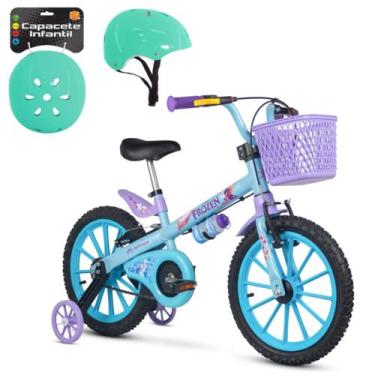 Imagem de Bicicleta Menina Frozen Aro16 Disney Nathor Rodinha Capacete
