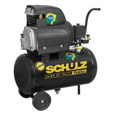 Imagem de Compressor de Ar Pratiko Air 2CV Monofásico Vazão 8,6 PCM Reservatório 25L Inox Schulz 25L