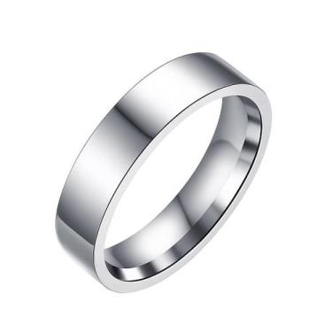 Imagem de Aliança Prata 6mm Namoro Reta Abaulada Casal Compromisso Luxo Relacion