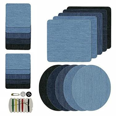Imagem de KKcare 20 unidades remendos para passar a ferro Remendos para jeans Jean remendos para tecido jeans remendos sem costura de pano para calça joelho 4 tamanhos para crianças mulheres homens jeans e conserto de roupas