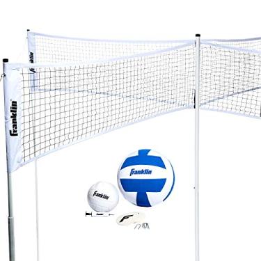 Imagem de Franklin Sports Quatro voleibol – Voleibol encontra 4 quadrados – Sistema completo de rede, bolas de vôlei jumbo e tradicionais incluídas, kit de fronteira/marcadores de linha