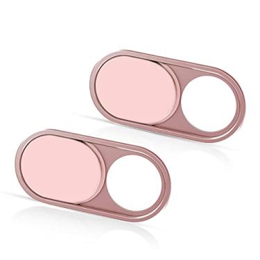 Imagem de CloudValley Capa de câmera deslizante ultrafina, capa de webcam para MacBook Air, laptop, iMac, desktop, PC, MacBook Pro, iPad, iPhone 8/7/6, proteção de privacidade da câmera Web [2 unidades], rosa