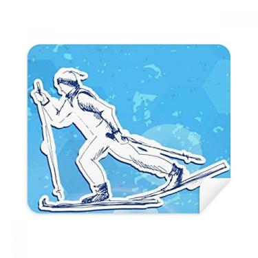 Imagem de Pano de limpeza para snowboard de inverno com ilustração azul e branco, 2 peças de tecido de camurça