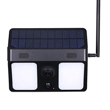Imagem de Câmera com holofote externa, 1080p HD Wi-Fi câmera de segurança doméstica, câmera de segurança solar com detecção de movimento, visão noturna, áudio bidirecional, IP67
