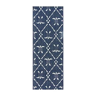 Imagem de Gertmenian 46662 Tapete para ambientes internos e externos Kona Coast por Reyn Spooner Tapete de área tropical havaiano, 2 x 15 cm, tartaruga geométrica, azul marinho