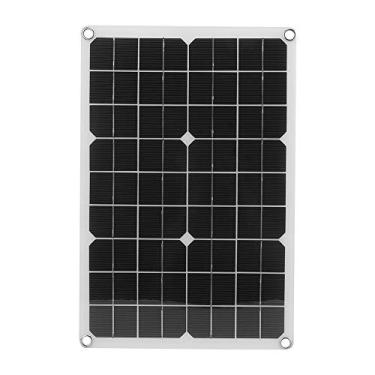 Imagem de Bateria solar de carro de 20 W, gerador de estação de energia mono portátil, carregador solar de telefone com 2 portas USB, carregador de painel solar, proteção contra inversão e sobrecarga, para dispositivos eletrônicos, carro, acampamento, van RV