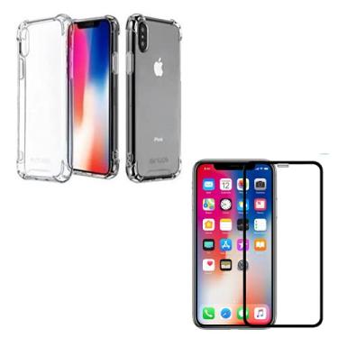 Imagem de Kit Capa Anti Impacto + Película 3D Cobre Tudo Compatível iPhone XS
