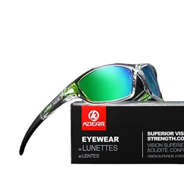 Imagem de Óculos de sol masculino KDEAM Upgraded TR90 polarizados esportes pescaria os óculos de sol flexíveis exclusivos óculos de sol masculinos ao ar livre (C6 verde espelhado)