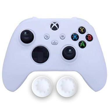Imagem de Capa Capinha Case Skin Compatível com Controle Joystick do Xbox Series S X Protetora Anti Impacto Queda Silicone Alta Proteção (Branco)