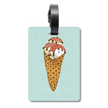Imagem de Cones de ovo vermelho branco bola de sorvete bolsa etiqueta de bagagem cartão pendurado etiqueta de etiqueta, Multicolorido.
