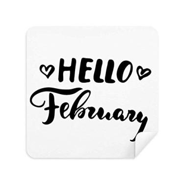 Imagem de Hello February Quote Pano de limpeza de escrita à mão Tecido de camurça 2 peças
