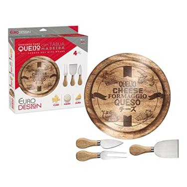 Imagem de Euro Home - Conjunto para Queijo 4 Peças com Tábua Vidro Decoração Madeira - QUE5524