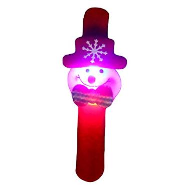 Imagem de Bestgift Pulseiras de Natal Slap Decorações de Pulseira de Natal Boneco de Neve LED 20 x 25 cm