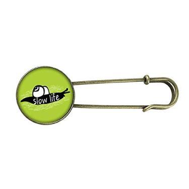 Imagem de Broche de metal retrô natural preto com desenho de caracol