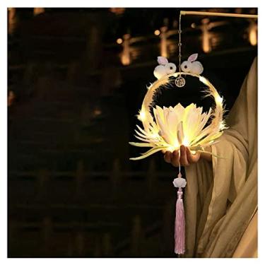 Imagem de Lanterna de coelho estilo chinês faça você mesmo para crianças meninos e meninas presente criativo pacote de material delicado DIY lanterna em forma de coelho estilo simples artesanato elegante para festas de Natal pátio jardim