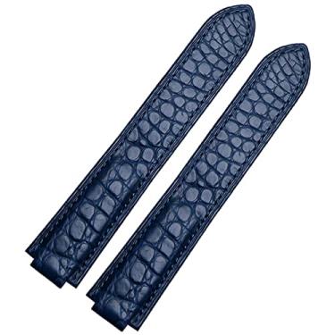 Imagem de HAODEE Pulseira de relógio de couro de crocodilo americano adequada para pulseira de couro convexo de balão azul Cartier 18 20mm homens e mulheres preto (cor: azul sem fivela, tamanho: 18-11mm)