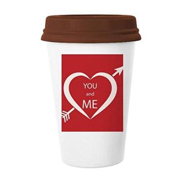 Imagem de Caneca de cerâmica para o Dia dos Namorados Vermelho Branco You And Me Caneca de café Copo de cerâmica