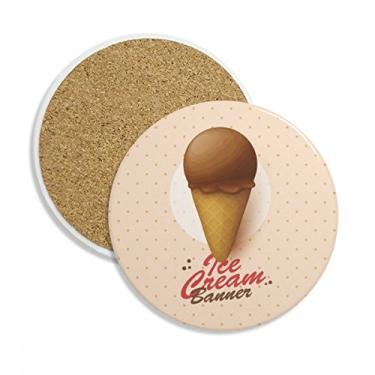 Imagem de Copo de chocolate marrom com cones de sorvete Caneca de mesa Pedra absorvente de proteção de mesa