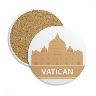Imagem de Caneca de porta-copos com estampa de marco amarelo Vaticano Caneca de proteção de mesa Pedra absorvente