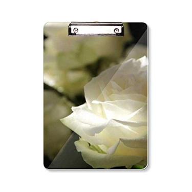 Imagem de Placa de apoio para prancheta com rosas brancas escuras, tamanho grande A4