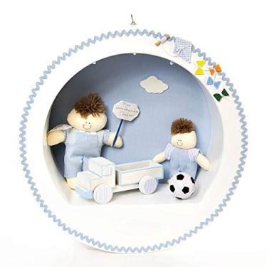 Imagem de Potinho de Mel Nicho 3 Leds Menino Com Irmão Bola Quarto Bebê Infantil Menino Azul