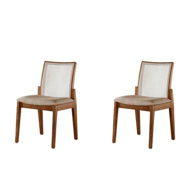 Imagem de Conjunto com 2 Cadeiras Siena Linho Marrom Claro e Imbuia Natural