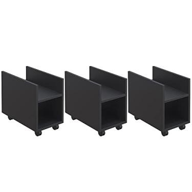 Imagem de Kit 03 Suportes Para Cpu E Nobreak Com Rodízios Guide L03 Preto - Lyam Decor