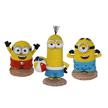 Imagem de Penn-Plax Conjunto de enfeites de aquário de 3 peças oficialmente licenciados dos Minions – Inclui Kevin, Stuart e Bob – Tema de praia – Pequeno