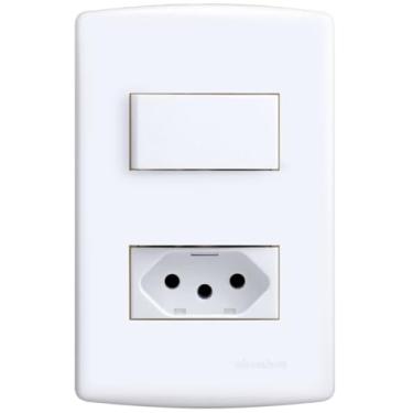 Imagem de Conjunto com 1 Interruptor paralelo e 1 Tomada, Alumbra, Siena 6085, Branco