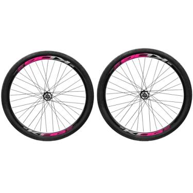 Imagem de Par Roda Aro 29 KOG Cubo Rosca Freio Disco Pneu Slick,Preto Rosa