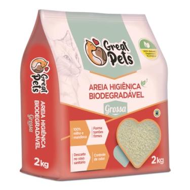 Imagem de Great Pets Areia Higiênica Biodegradável Milho e Mandioca Grossa 2kg