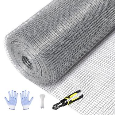 Imagem de Tongmo Pano de ferragem, cerca de arame de galinha de 61 cm x 30 m, fio galvanizado de calibre 19 e rolo de arame soldado tamanho de malha de 2,5 cm x 2,5 cm, cerca de fazenda e jardim, rede de aves para coelho/pato/galinheiro