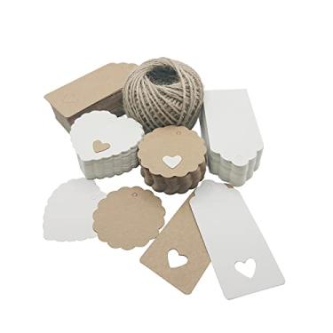 Imagem de 200 Pcs Kraft Paper Gift Tags, with 30 Meters Natural Jute Twine, for Blank Gift Labels DIY Arts Crafts, Wedding Thanksgiving .