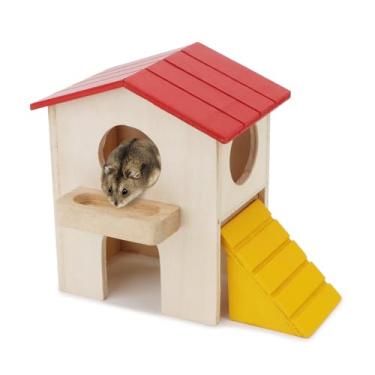 Imagem de Hamster Hideout Animais Pequenos Casa de Madeira Brinquedo de Exercício Deslizante Engraçado para Ratos Gerbil, Rato Anão Hamster