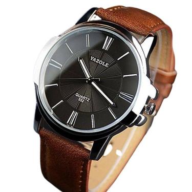 Imagem de Relógio masculino couro marrom com fundo preto com caixa