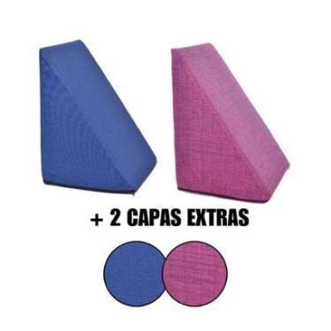 Imagem de Kit 2 Almofada Triangular Encosto Espuma Antirefluxo Apoio Costas Anatômico Leitura + Capa Extra-Unissex