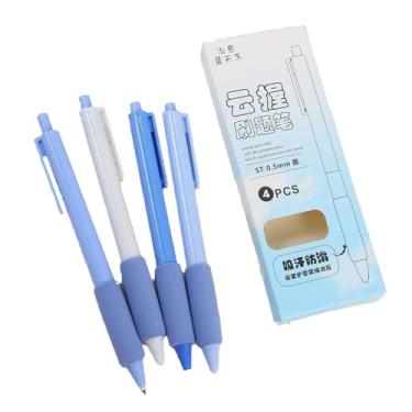 Imagem de Joucien 4 peças/caixa - Caneta esponja de 0,5 mm, caneta neutra de pressão, secagem rápida, preta, neutra, azul claro (pacote com quatro)