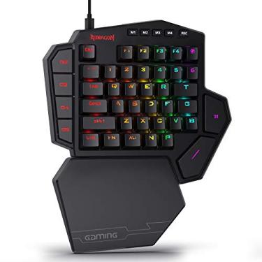 Imagem de Redragon Teclado mecânico para jogos K585 DITI com uma mão RGB com fio, 42 teclas tipo C, teclado profissional para jogos com soquete de troca a quente atualizado, 7 teclas macro integradas e descanso