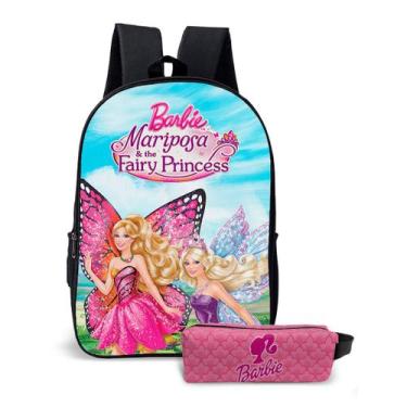 Imagem de Kit Mochila com Estojo Escolar Feminina da Barbie Para Meninas Mundo R