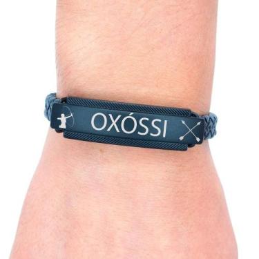 Imagem de Pulseira Oxóssi Masculina Couro Preta - Balaio de Santo