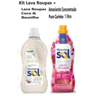 Imagem de Kit Lava Roupas + Amaciante Puro Carinho Girando Sol 1 Lt