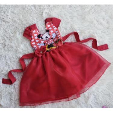 Imagem de Vestido Infantil Tule Temático Minnie Vermelho - aurea, P