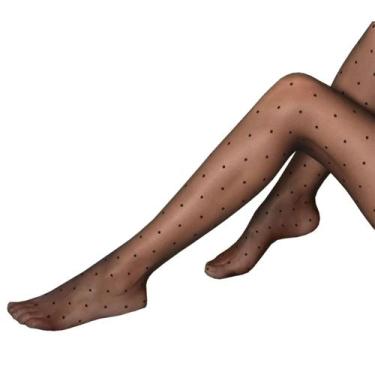 Imagem de Meia Calça Poá Fio 15 - Meia Fina com Bolinhas Modelo Retrô Tamanho Ún