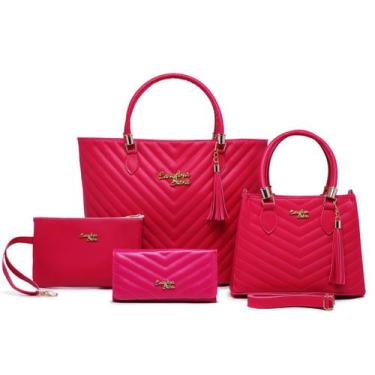 Imagem de Kit De Bolsas Lorena 4 Pecas  Bolsa Sacola  Carteira e Tira Colo Pacot