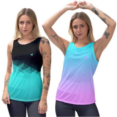 Imagem de Kit 2 Blusa Feminina Regata Musculação Caminhada Fitness Térmica Slim 
